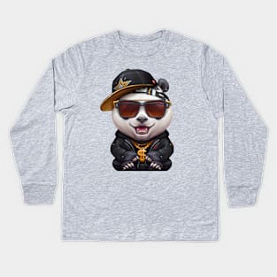 Panda Hip-Hop Super Star Kids Long Sleeve T-Shirt